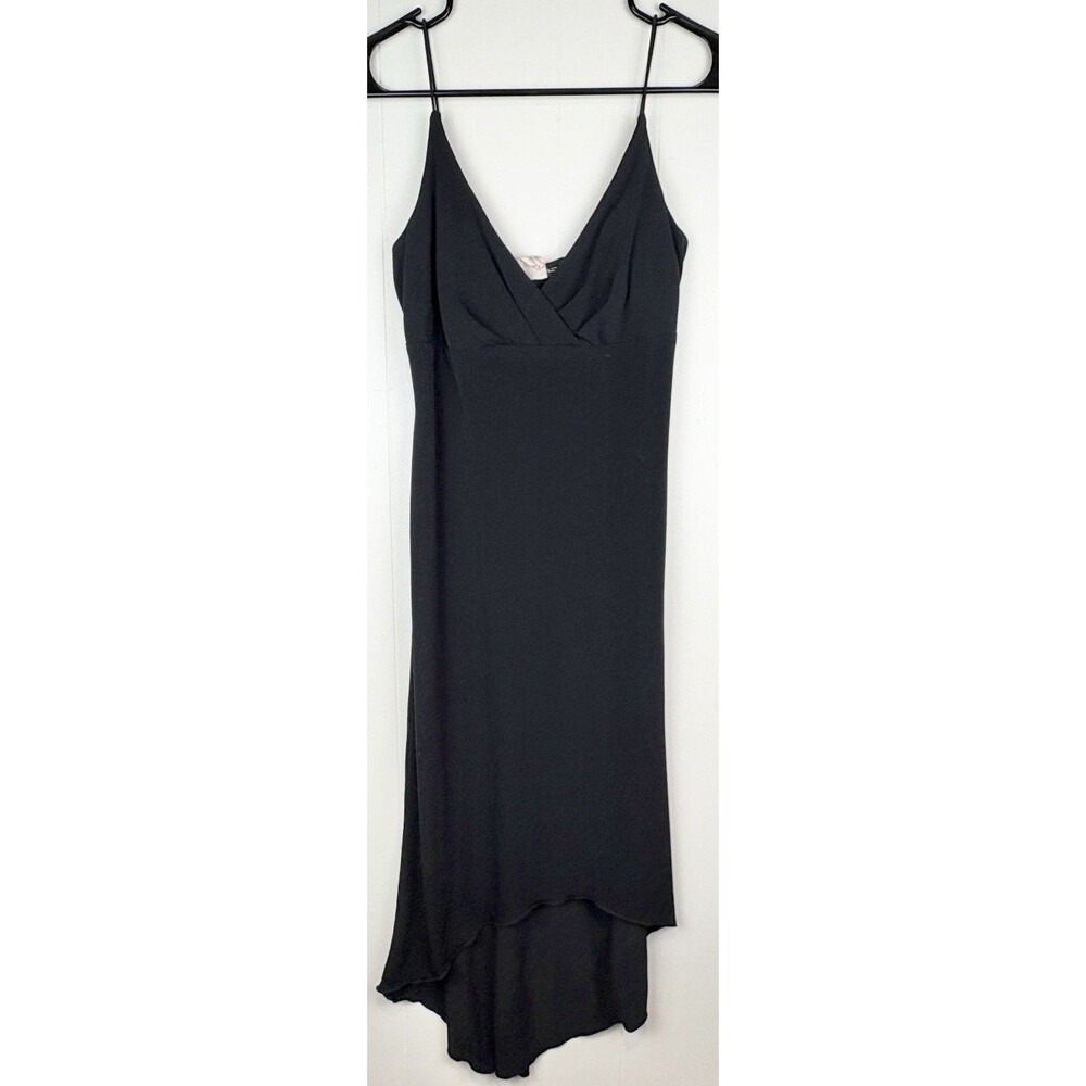 Vintage Y2K Dress Black Babydoll Asymmetrical Hem City Triangles, Medium